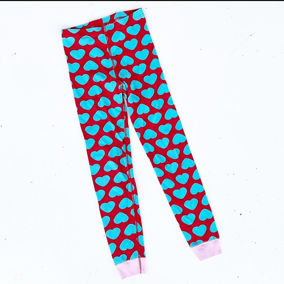 Hanna Andersson Heart Print Pajamas PJ Set Long Sleeve Red Blue 10 - Picture 4 of 5